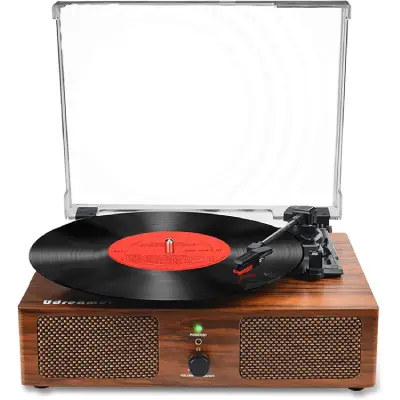 UDREAMER UD001-Bois Marron Tourne-Disque Bluetooth